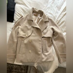 Crescent Women's Tan Double-Breasted wool blend Pea Coat